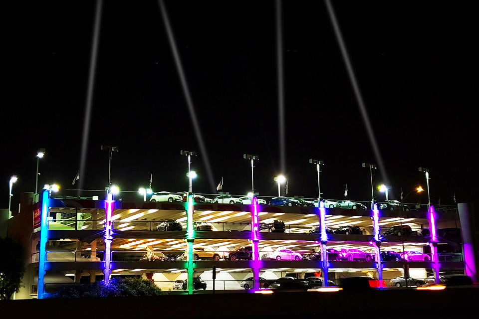 ADJ Lightshow Attracts New Customers For Car Dealership Right From The Freeway