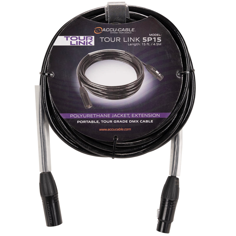Accu-Cable Tour Link 5P15 - 15 FT, 5-pin DMX Data Cable