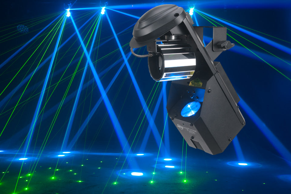 ADJ Inno Pocket Fusion a barrel mirror scanner green laser