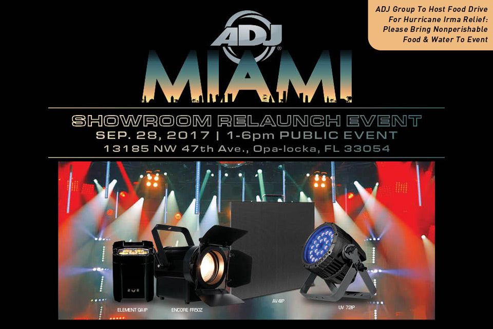 ADJ Miami Showroom Relaunch Event & Hurricane Irma Food Drive