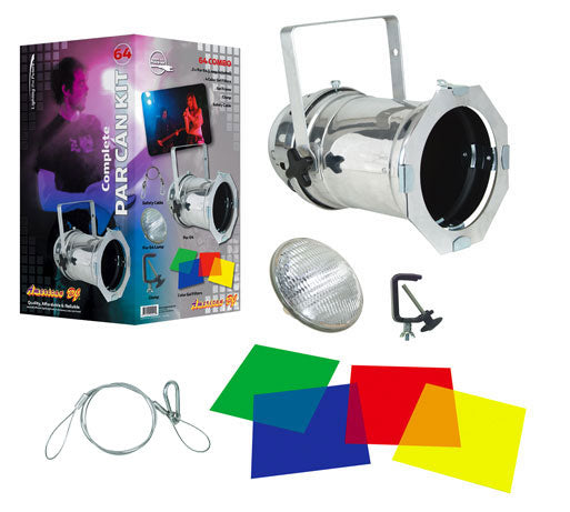 64 Combo Brushed Aluminum Par Can Package From American DJ