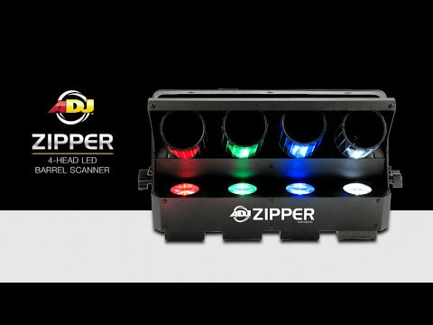 ADJ Zipper is a 4-head Barrel Mirror Scanner.
