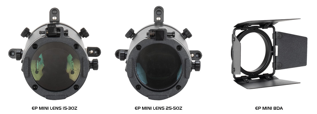 Photo of the Encore Profile Mini lenses and barn door